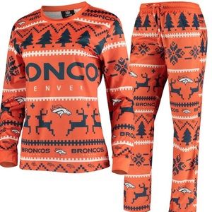 Women's Denver Broncos Orange Holiday Pajama Set